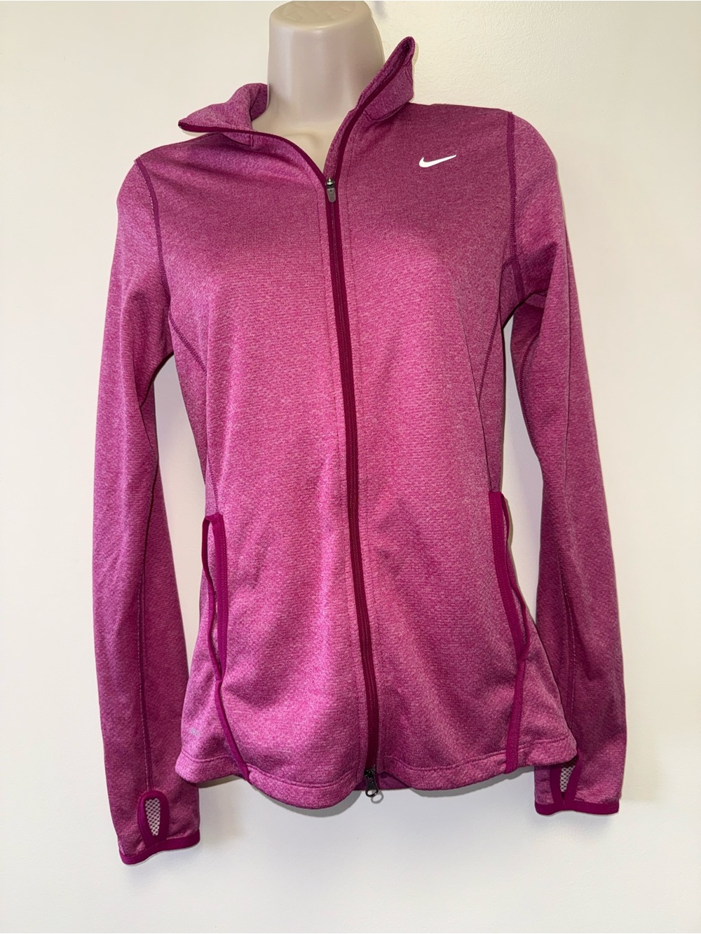 Nike (XS) Hot Pink Dri Fit Sporty Zip Up Jacket with Thumb Holes